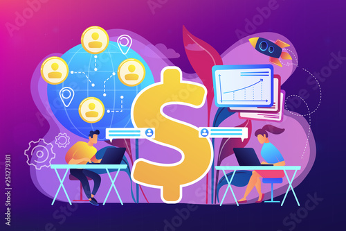 Virtual sales concept vector illustration.