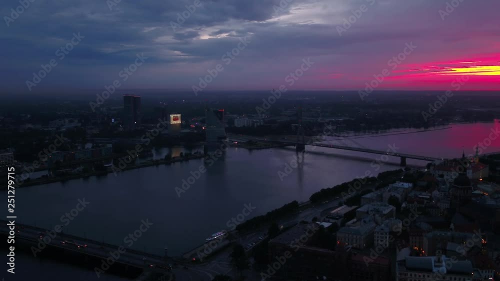Aerial Latvia Riga June 2018 Sunset 30mm 4K Inspire 2 Prores  Aerial video of downtown Riga in Latvia during a beautiful sunset.
