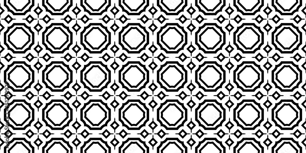 Vector Illustration. Pattern With Traditional Geometric Ornament, Decorative Border. Design For Print Fabric. Paper For Scrapbook. Black white color