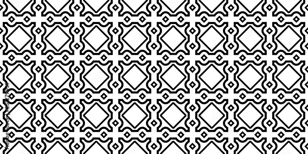 Vector Illustration. Pattern With Traditional Geometric Ornament, Decorative Border. Design For Print Fabric. Paper For Scrapbook. Black white color Vector Illustration. Pattern With Traditional Geometric Ornament, Decorative Border. Design For Print Fabric. Paper For Scrapbook. Black white color