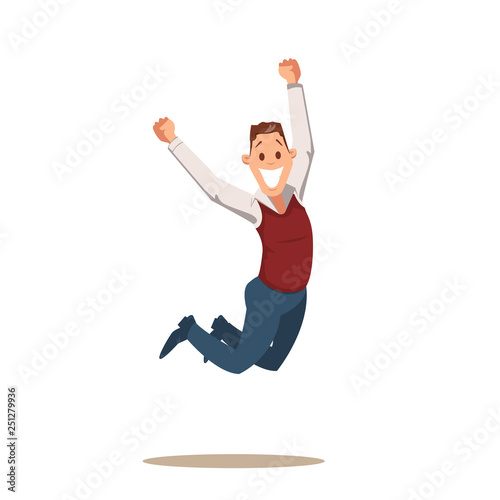 Happy Business Man Celebrating Victory by Jumping