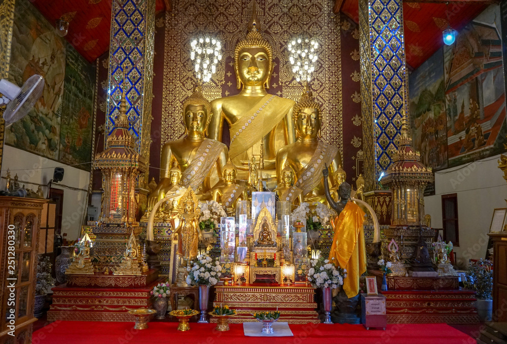 Beautiful landscape of ancient temple in Wat Pratad hari phunchai Beautiful landscape of ancient temple in Wat Pratad hari phunchai