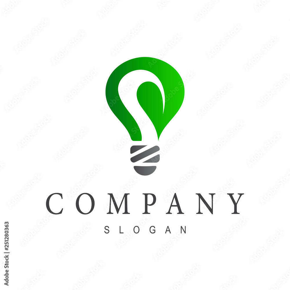 bulb leaf logo design template, green bulb icon bulb leaf logo design template, green bulb icon