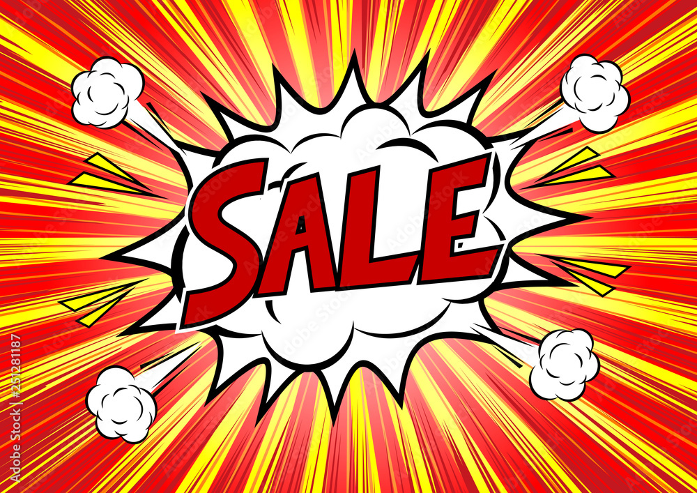 アメコミ風セールテンプレート Sale Pop Art Background Explosion In Comics Book Style Stock Vector Adobe Stock