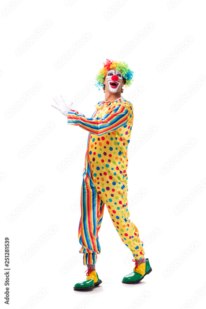 Funny clown isolated on white background