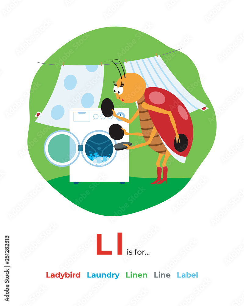 Fototapeta premium Full English alphabet from A to Z, pictures for letter L, the colorful version.