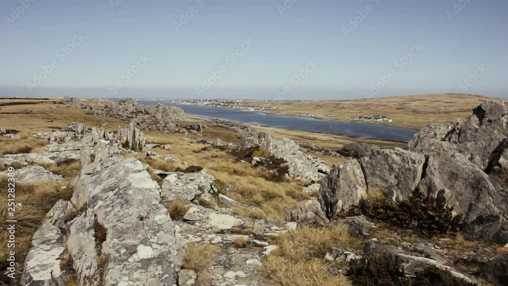 Long Distance View of Port Stanley from Wireless Ridge, Falkland Islands (Islas Malvinas), South Atlantic Ocean. Long Distance View of Port Stanley from Wireless Ridge, Falkland Islands (Islas Malvinas), South Atlantic Ocean.