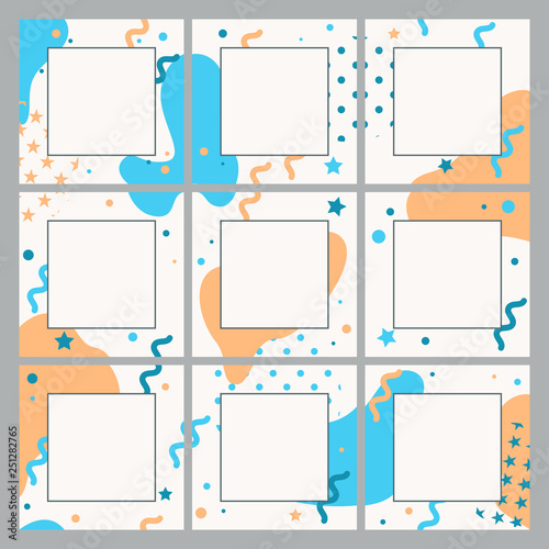 Vector endless editable template for social networks. Design square backgrounds for social media.
