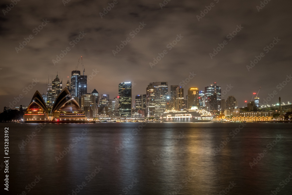 sydney harbour at downtown at night