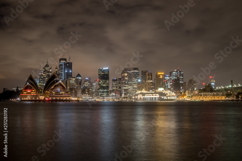 sydney harbour at downtown at night