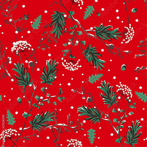 Winter snow in the garden flower delicate soft and beautiful mood Seamless pattern vector ,design for fashion,fabric,wallpaper,and all prints