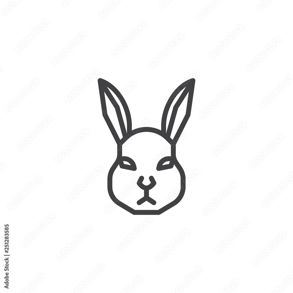 Rabbit head line icon. linear style sign for mobile concept and web design. Hare animal outline vector icon. Coney symbol, logo illustration. Pixel perfect vector graphics
