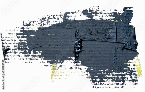 Template for your banner text - textured black oil paint brush stroke, isolated on white background. EPS10 vector illustration.