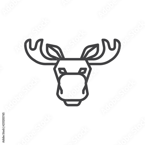 Elk moose head line icon. linear style sign for mobile concept and web design. outline vector icon. Wild animals symbol, logo illustration. Pixel perfect vector graphics