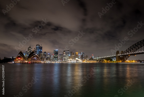 Photography Sydney city under clouds at night