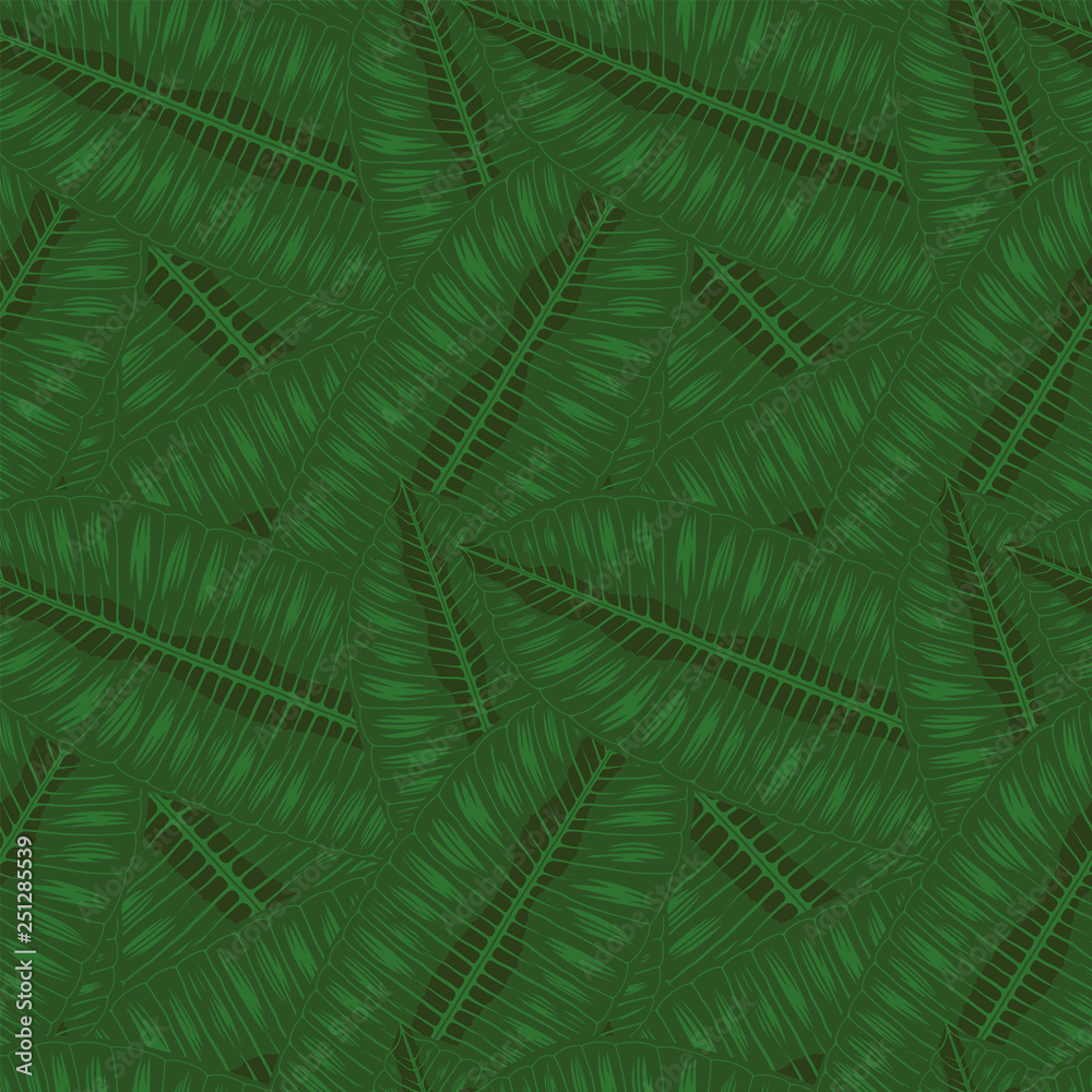 Green leaves background seamless pattern