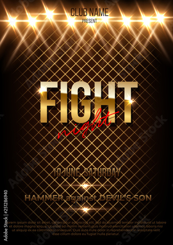 Fight night vector poster template with text space