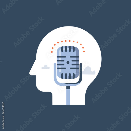 Music recording studio, podcast concept, broadcast radio show, comedy club microphone