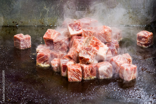 Grilled Kobe Beef Cube, Kobe beef teppanyaki Steak photo