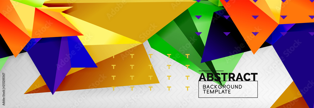 Mosaic triangular 3d shapes composition, geometric modern background. Triangles and polygons design Mosaic triangular 3d shapes composition, geometric modern background. Triangles and polygons design