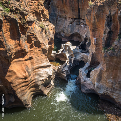 Bourke's Luck Potholes rock formation in Blyde River Canyon Reserve, South Africa. photo