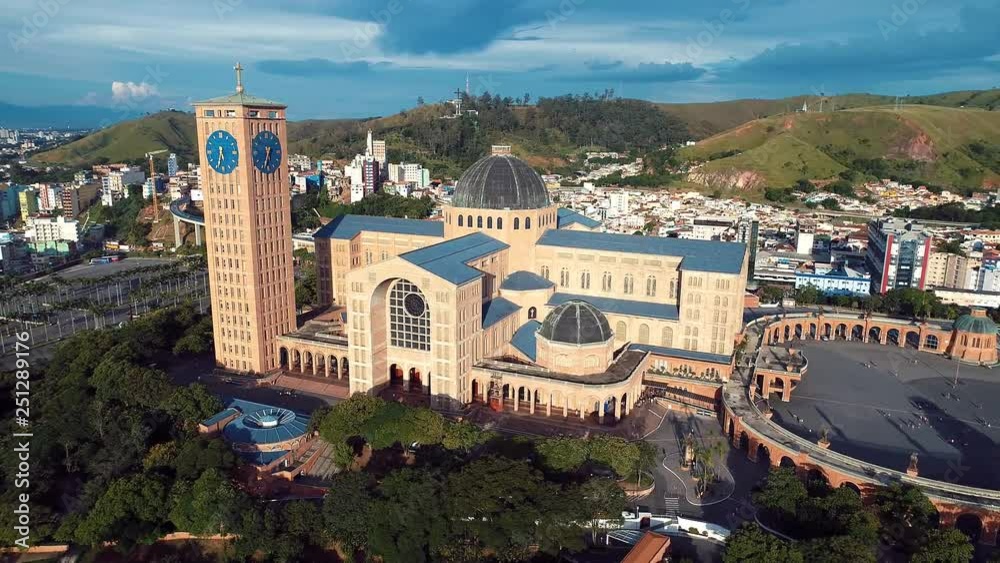 Aerial view of the church in Nossa Senhora da Aparecida, Aparecida, Sao Paulo. Patroness of Brazil. Shrine, temple, religion, faith.