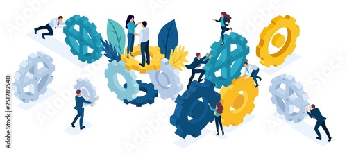 Isometric People Set, Business Team Working