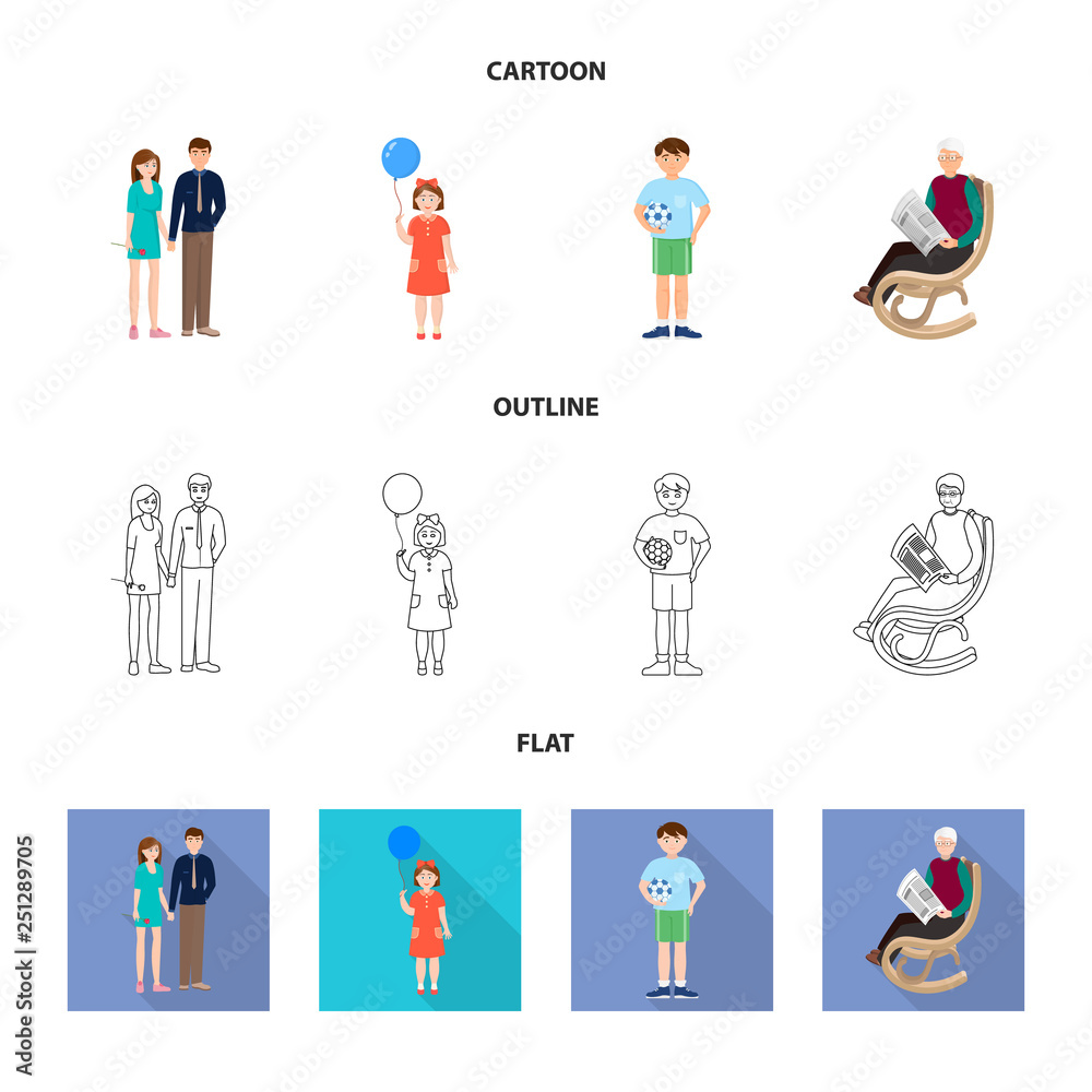 Vector illustration of character and avatar logo. Set of character and portrait vector icon for stock. Vector illustration of character and avatar logo. Set of character and portrait vector icon for stock.