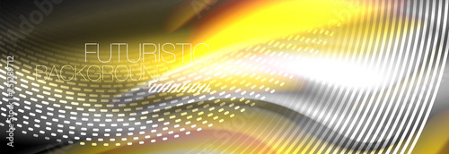 Fluid colors mixing glowing neon wave background, holographic texture