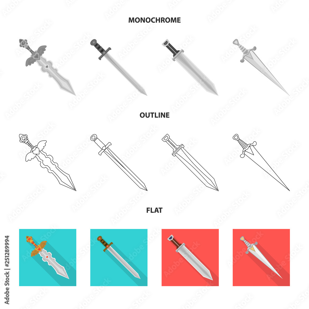 Vector illustration of game and armor sign. Collection of game and blade vector icon for stock. Vector illustration of game and armor sign. Collection of game and blade vector icon for stock.