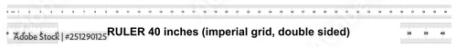 Ruler 40 inches imperial. The division price is 1/32 inch. Ruler double sided. Precise measuring tool. Calibration grid.