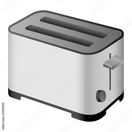 Metal toaster icon. Realistic illustration of metal toaster vector icon for web design isolated on white background