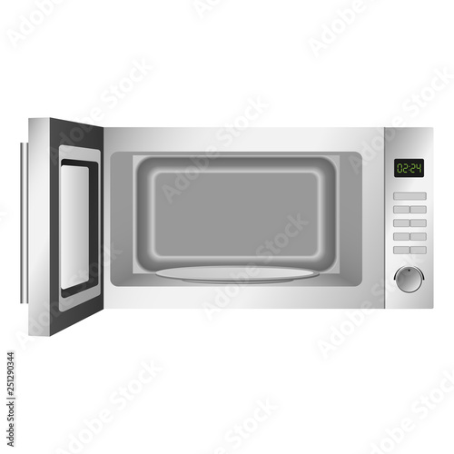 Open microwave icon. Realistic illustration of open microwave vector icon for web design isolated on white background