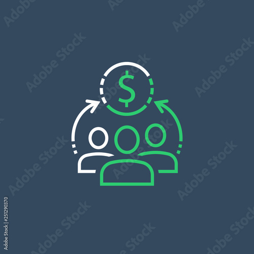Mutual fund, corporate service, sharing economy concept, financial management, new business investment, crowd sourcing