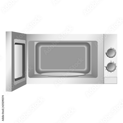 Modern open microwave icon. Realistic illustration of modern open microwave vector icon for web design isolated on white background
