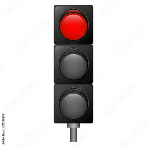 Red color traffic lights icon. Realistic illustration of red color traffic lights vector icon for web design isolated on white background