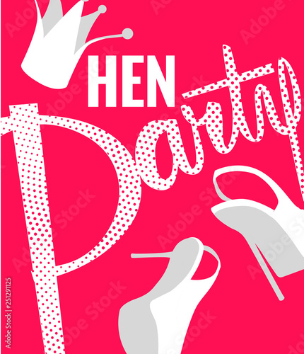 Hen party poster with girls paoer objects. Vector illustration
