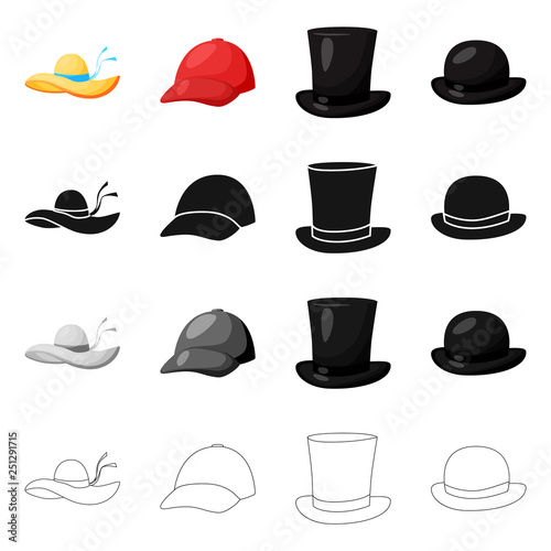 Vector design of clothing and cap symbol. Collection of clothing and beret vector icon for stock.