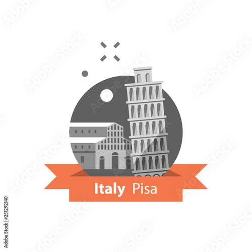 Pisa tower, Italy symbol, travel destination, famous landmark, tourism concept, Italian architecture