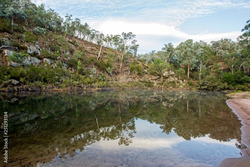 trees and reflections of nature along the Avon River in Valencia Creek,Victoria