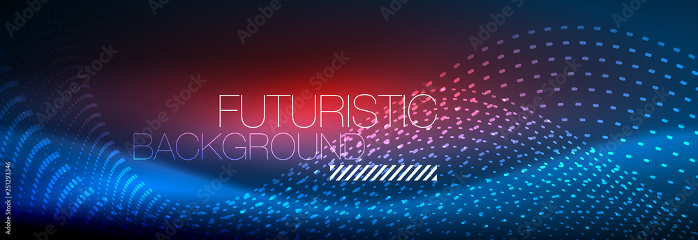 Glowing abstract wave on dark, shiny motion, magic space light. Vector techno abstract background Glowing abstract wave on dark, shiny motion, magic space light. Vector techno abstract background