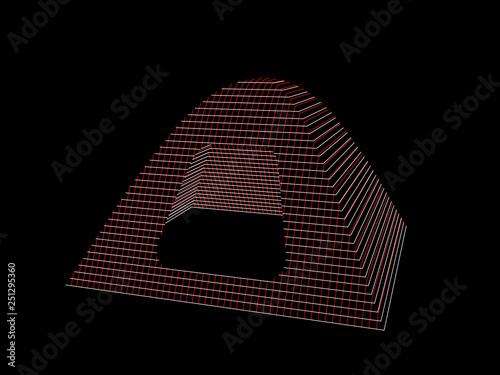 Camping tent wireframe. Vec...