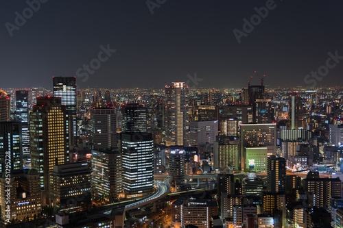 Night landscape view of Osaka  Japan 