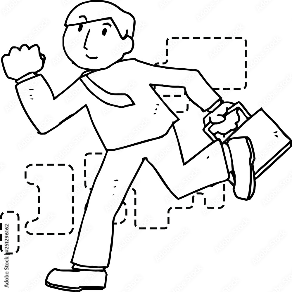 Illustration of a running businessman outline Illustration of a running businessman outline