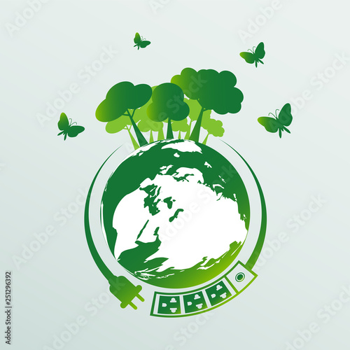 Energy ideas save the world concept Power plug green ecology