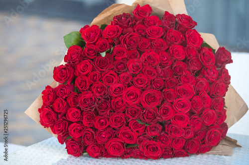 Large bouquet of 101 red rose.