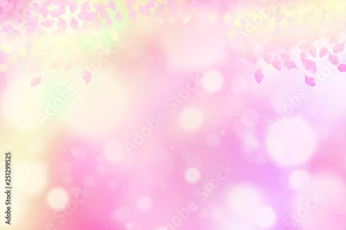 ピンク色の葉 水玉,バブル,光のバックグラウンド