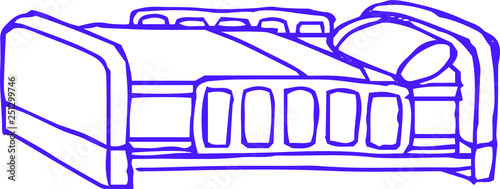 Colorful Rough sketch of handwritten bed outline