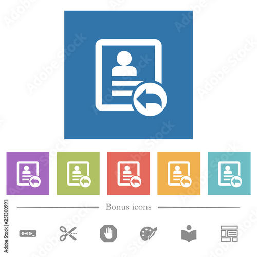 Reply contact flat white icons in square backgrounds