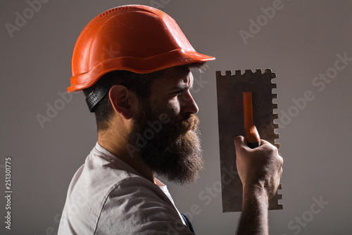 Fotografie Tool, trowel, handyman, man builder
